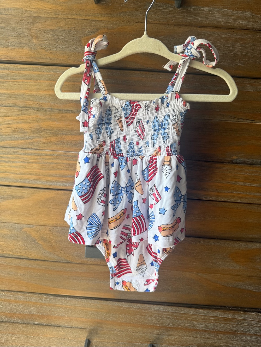 Caden Lane Patriotic Printed Smocked One-Piece - Romper Skater Dress